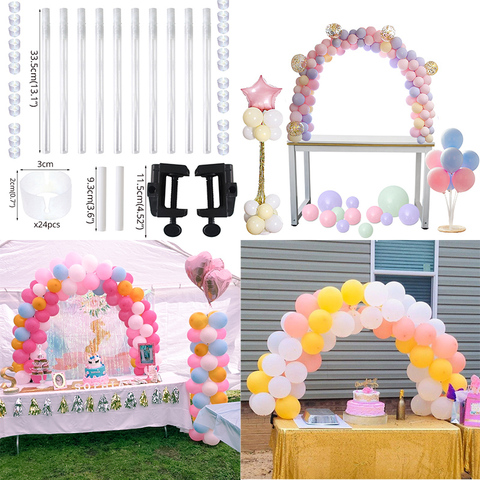 DIY Kit de arco de globo globos de plástico soporte de columna con marco Base Pole y Ballons Clips para evento boda cumpleaños fiesta Decoración ► Foto 1/6