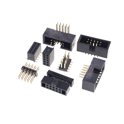 2x5 Pin 10 posiciones, 1,27mm encabezado de caja IDC cubierto hombre mujer PCB enchufe de receptáculo SMD a través de agujeros en ángulo recto ► Foto 1/6