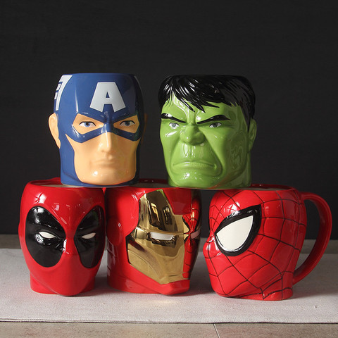 Taza de cerámica con dibujos animados en 3D de superhéroe, Iron man, SpiderMan, para café, té de la leche, regalo para el hogar y la Oficina, 1 pecs, 320ml ► Foto 1/6