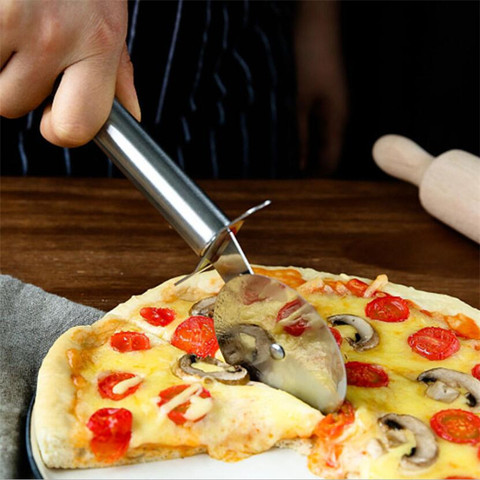 Cortador de Pizza de acero inoxidable de 4 patrones, doble rodillo para Cuchillo de Pizza, cortador para pastelería masa, crimpadora, herramientas de cocina para Pizza ► Foto 1/6