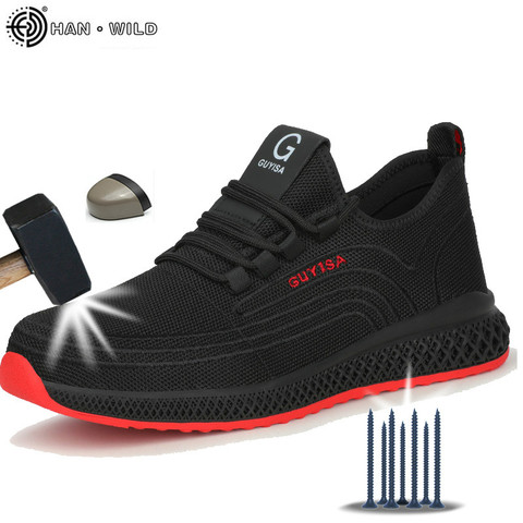 Zapatos de seguridad con punta de Metal para hombre, zapatillas masculinas de trabajo con punta de acero, indestructibles, transpirables Ryder ► Foto 1/6
