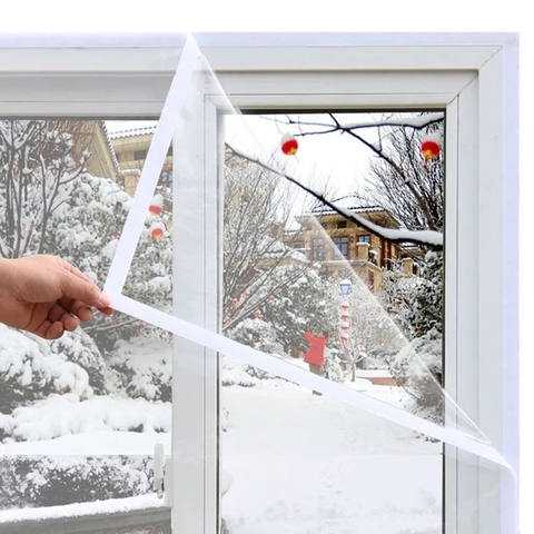 Película de aislamiento de ventana de invierno, pegatinas de automucosa a prueba de viento para interiores, película insonorizada para ahorro de energía, película transparente de cristal ► Foto 1/6