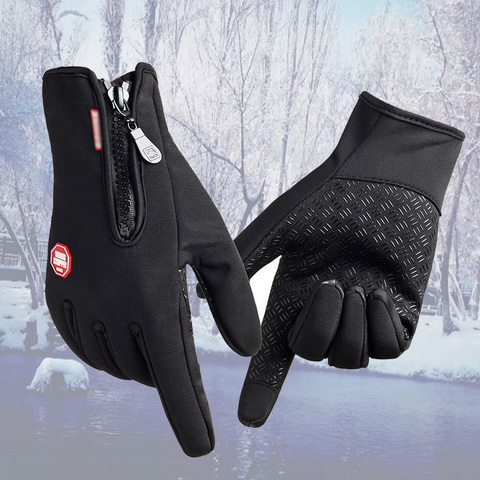 Guantes de ciclismo para hombre y mujer, resistentes al viento, con pantalla táctil, para invierno ► Foto 1/6