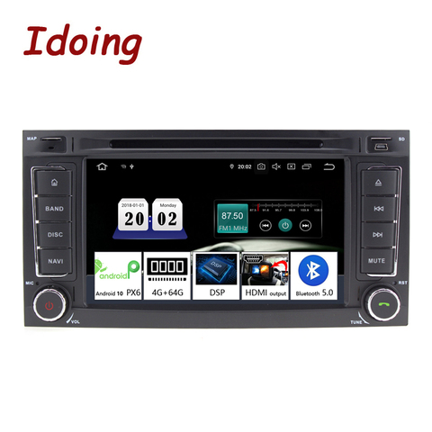 Idoing-Radio con GPS para coche, reproductor Multimedia con Android 10, 7 pulgadas, 2 din, 4 GB + 64 GB, IPS, DSP, 2 Unidad Central din, para Volkswagen Touar PX6 ► Foto 1/6