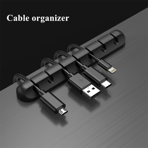 Organizador de gestión de Cables, Clip de Teléfono de Escritorio de oficina, soporte para Cables USB, bobinador de Cables de silicona ► Foto 1/6