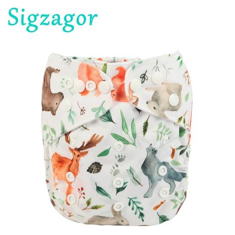 Sigzagor-pañal de tela con bolsillo para bebé, reutilizable, lavable, ajustable, 3kg-15kg ► Foto 1/6