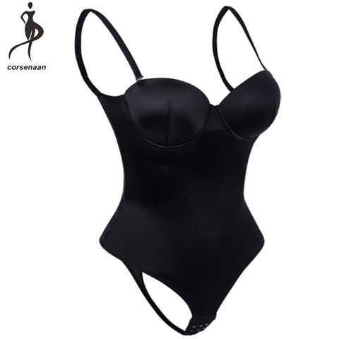 Body negro con escote en V profundo para mujer, ropa interior Sexy para moldear el cuerpo, espalda descubierta con ganchos ajustables 950 # ► Foto 1/6