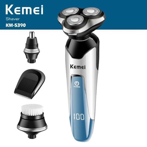 Kemei-Afeitadora eléctrica 3D para hombres, máquina de afeitar de 100-240V, recortadora de nariz, recargable, flotante, para Barba, resistente al agua, para el cuidado de la cara ► Foto 1/6