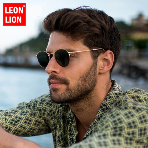 LeonLion-gafas de sol redondas estilo Retro para hombre y mujer, Estilo Vintage unisex de anteojos de sol, de lujo, pequeñas, 2022 ► Foto 1/6