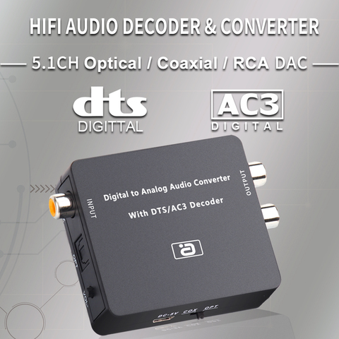 AYINO 24.bit 192K DAC 5.1CH decodificador de Audio HIFI Digital a analógico, DTS AC3 PCM, fibra óptica Coaxial a RCA 3,5 MM 2CH ► Foto 1/6