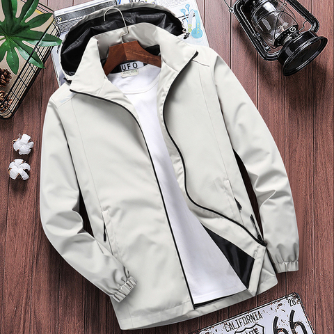 De los hombres casuales chaqueta Bomber con capucha Primavera Verano cortavientos de Hip Hop impermeable ropa deportiva chaquetas y abrigos chaquetas y cazadoras ropa 7XL 8XL ► Foto 1/6