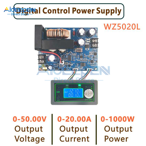 WZ5020L WZ5012L DC-Convertidor de corriente continua, módulo de alimentación reductor CC CV, 50V, 20A, 12A, 1000W, fuente de alimentación regulada de tensión regulable ► Foto 1/6