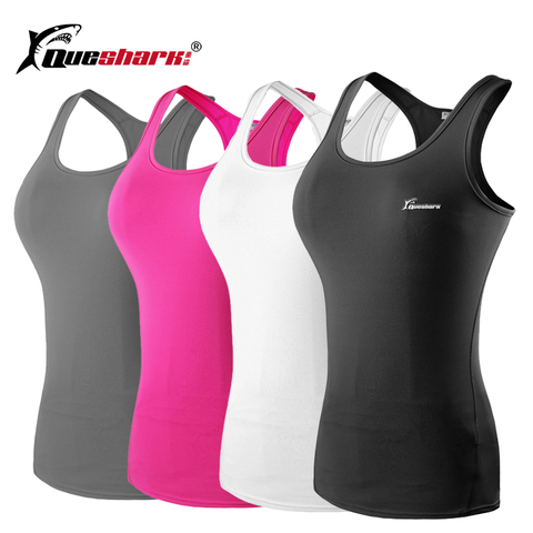 Queshark de Yoga sin mangas chaleco de las mujeres de secado rápido camisetas sin mangas de Fitness Yoga Delgado camisa chaleco de crossfit entrenamiento correr camisa para trotar ► Foto 1/6