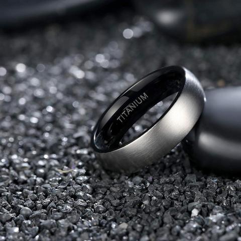 Eamti anillo de titanio para hombre Color plata 6mm ancho negro, azul interior Unisex boda compromiso banda mujer hombre anillo hombre ► Foto 1/5