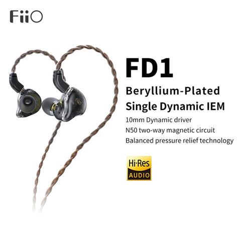 FiiO-auriculares internos FD1 con controlador dinámico Chapado en berilio, auriculares IEM con conectores de 2 pines de 0,78mm, Cable desmontable, potentes graves ► Foto 1/6