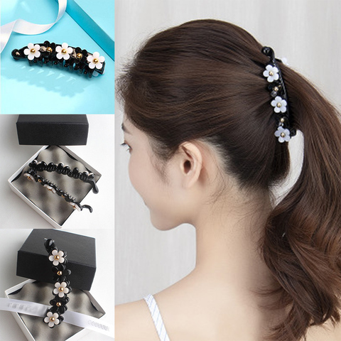 Clips de plástico con forma de flor y plátano para mujer, coletero giratorio, pinza para el cabello broche para niña, accesorios para el cabello, 1 ud., venta al por mayor ► Foto 1/6