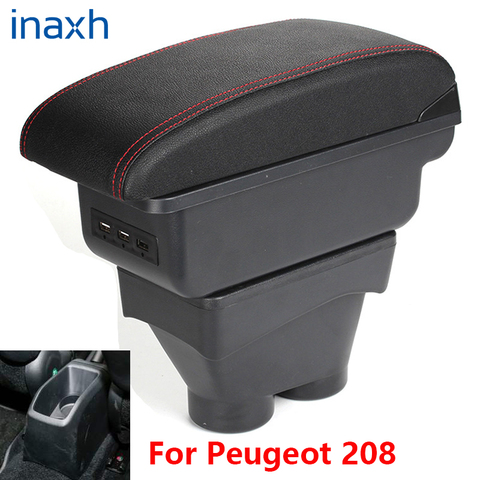 Para Peugeot 208 reposabrazos caja 2012-2022 caja de almacenamiento soporte de coche Cenicero Interior accesorios de modificación de piezas USB 2017 de 2016 a 2015 ► Foto 1/6