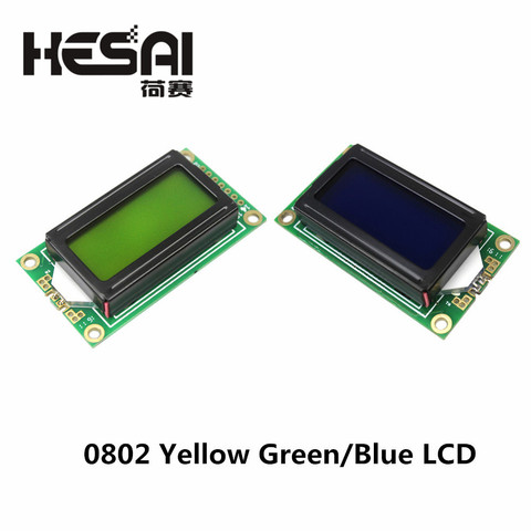 Módulo LCD de 8x2, pantalla de 0802 caracteres, azul/amarillo, verde ► Foto 1/4