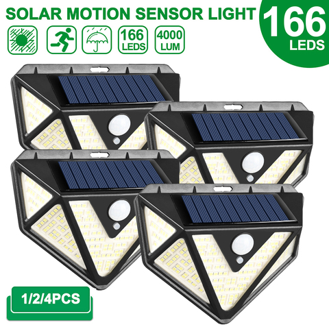 Lámpara de seguridad impermeable con Sensor de luz por movimiento PIR Solar para jardín, lámpara de pared con Sensor de Solar LED de 166 LUM, iluminación Solar para exteriores ► Foto 1/6