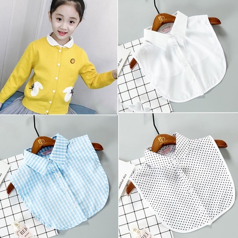 Blusa de Cuello de camisa falso para niños, camisa de cuello de camisa falso con solapa desmontable, color blanco ► Foto 1/6