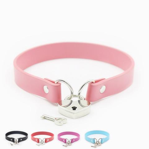 Disfraces eróticos de esclava sensual de cuero Bdsm, banda para el cuello de serviacidad, Juguetes sexuales con cerradura en forma de corazón de Metal para hombres y mujeres, flirteo ► Foto 1/6