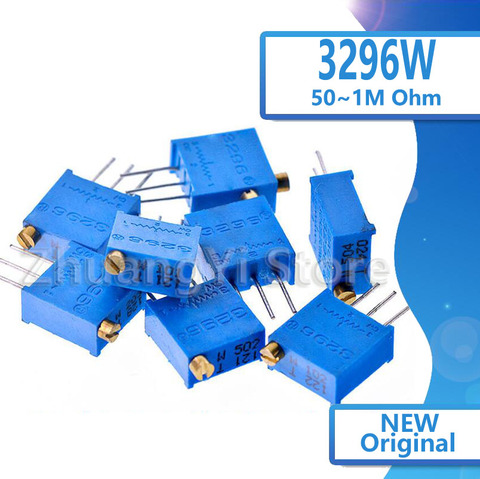 10 Uds 3296W 3296 50 100, 200, 500 ohm 1K 2K 5K 10K 20K 50K 100K 200K 500K 1M ohm 103 100R 200R 500R Trimpot potenciómetro de ajuste ► Foto 1/1