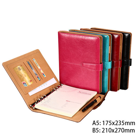 Cuaderno de negocios de alta calidad, cuaderno de cuero PU a5 B5 A4 A6 A7, libreta forrada rellenable ► Foto 1/6