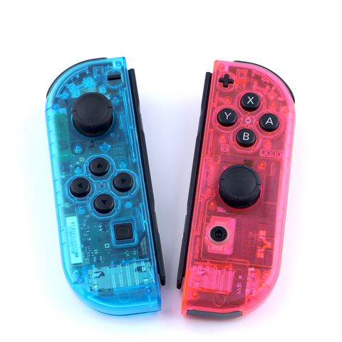 Joy-Con-carcasa transparente para mando de Nintendo Switch, funda de repuesto personalizada, color rojo y azul ► Foto 1/6