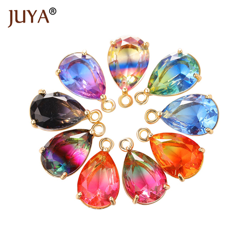 4 unids/lote vidrio brillante encantos pendientes de gota de agua para DIY joyería collar de accesorios de joyería materiales ► Foto 1/6