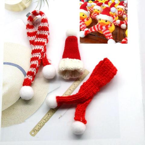 Mini bufanda tejida a rayas para Navidad, gorro con pompones para Festival, ornamento para botella de bebida artesanal, muñeco de Papá Noel, suministros de decoración para disfraces, 4 Uds. ► Foto 1/6