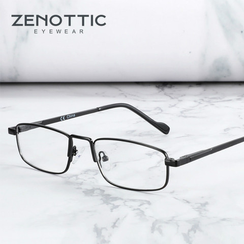 ZENOTTIC-Montura de gafas rectangulares para hombre, lentes Retro claros, montura de Metal, llanta completa, gafas ópticas para Miopía ► Foto 1/6