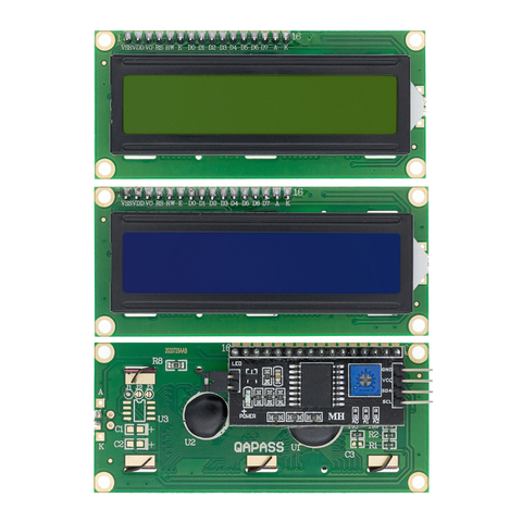 Módulo LCD LCD1602 1602, pantalla LCD de 16x2 caracteres, azul/amarillo, verde, PCF8574T, PCF8574, IIC I2C, interfaz 5V para arduino ► Foto 1/6