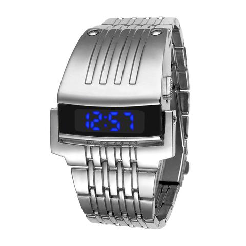 Relojes digitales Led para hombre, pulsera electrónica de acero inoxidable, color negro, grande, a la moda, 2022, envío gratis ► Foto 1/6