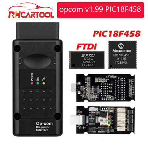 OP COM opcom V1.99 con PIC18F458 FTDI FT232RL Chip OBD2 herramienta de diagnóstico OP-COM para Opel OPCOM v1.78 70 puede ser flash actualización ► Foto 1/6