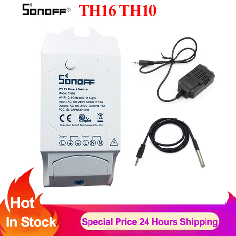 Sonoff-Sensor de temperatura y humedad Itead TH10 Th16A, interruptor inteligente de casa con WiFi, control remoto, piezas modificadas inteligentes ► Foto 1/6