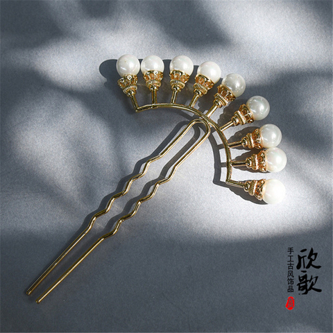 Horquilla Retro para el pelo con perlas para mujer, accesorios para el cabello de Kimono, tocado para disfraz de Súper Hada, horquilla antigua para el cabello ► Foto 1/5