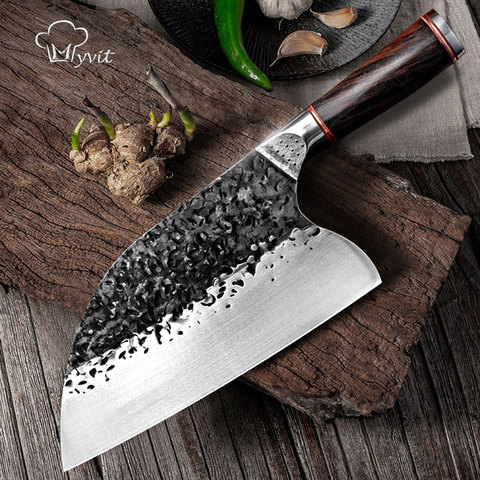 Cuchillo de carnicero de acero inoxidable forjado, herramienta de cocina china con mango de madera, hecho a mano, 5CR15MOV ► Foto 1/6