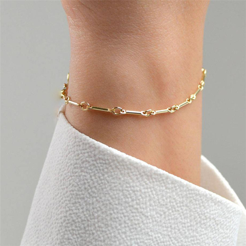 Pulsera de cadena dorada de 14K para mujer, joyería hecha a mano, abalorios bohemios, pulseras Vintage para dama de honor, joyería para mujer, tobilleras ► Foto 1/3