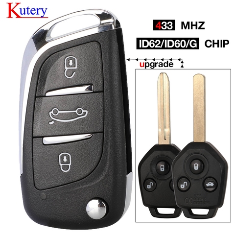 Kutery 433MHz 4D62 ID60 G Chip 3 botón remoto clave para Subaru Forester interior XV original/Actualizar Flip plegable clave Fob ► Foto 1/6