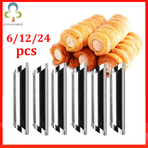 6/12/24 Uds Cannoli pastel de formas cuerno molde de acero inoxidable Cannoli tubos conchas crema cuerno molde de horno para pastel ZXH ► Foto 1/6