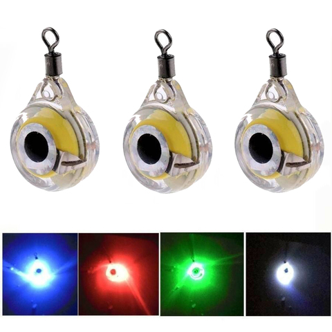 1pc/3 uds Mini señuelo con luz para pescar LED Deep Drop submarino forma de ojo de pesca de cebo de pesca de calamar luminosa señuelo para atraer a los peces ► Foto 1/6