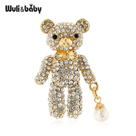 Wuli & baby-broches brillantes de oso de imitación para mujer, broche para fiesta, Navidad, oficina, regalos ► Foto 1/4