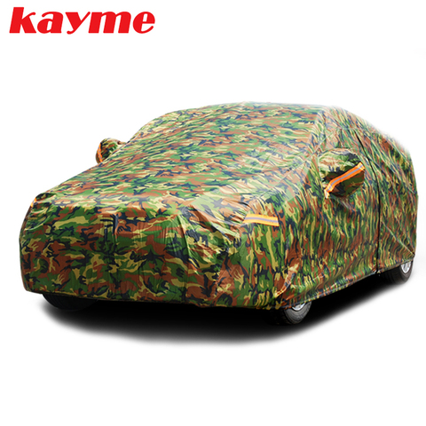 Kayme cubierta para coche portadas de coche de camuflaje al aire libre de protección solar a prueba de agua reflector polvo lluvia nieve protectora suv sedán completo ► Foto 1/6