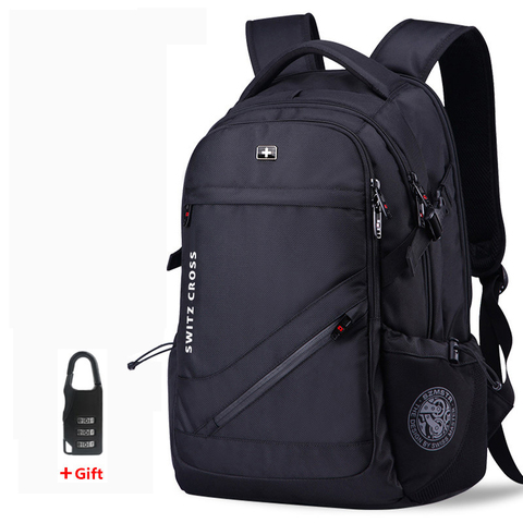 Mochila Swiss antirrobo para hombre y mujer, bolso de viaje escolar con USB, resistente al agua, para ordenador portátil de 15,6 y 17 pulgadas ► Foto 1/6