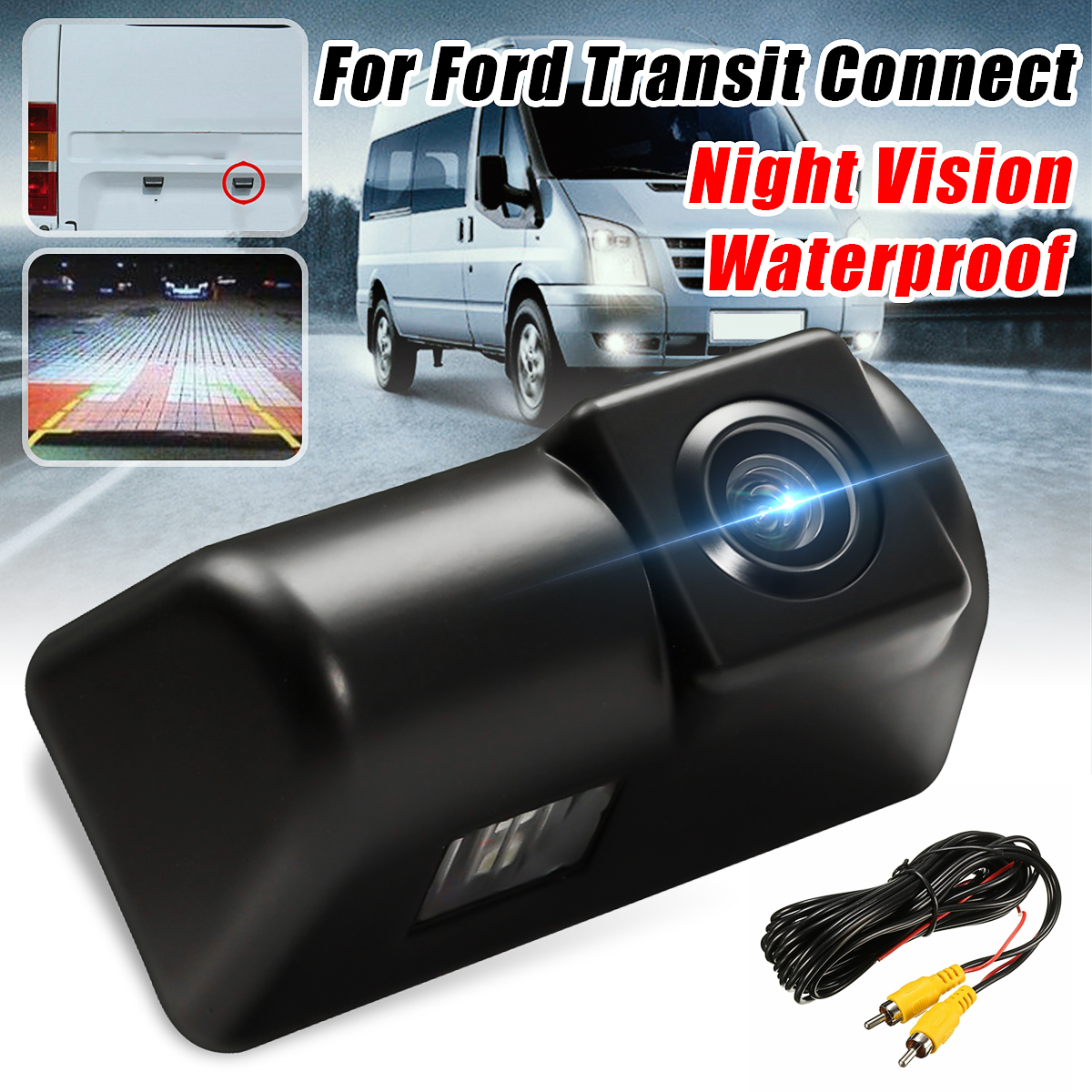 Cámara HD CCD para coche, vista trasera de marcha atrás de coche, placa de matrícula, aparcamiento impermeable para Ford Transit Connect ► Foto 1/6