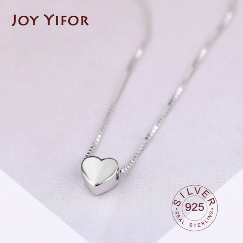 Collar minimalista con colgante en forma de corazón para mujer, de Plata de Ley 925, bonito ► Foto 1/6