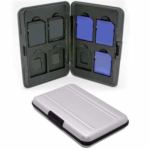 Funda para tarjeta de memoria portátil, de plástico plateado, 16 ranuras (8 + 8) para tarjeta Micro SD/ SDHC/ SDXC, nueva funda para tarjetas ► Foto 1/6