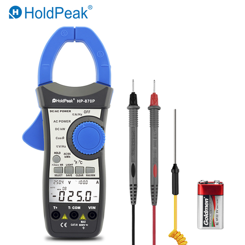 HoldPeak-Medidor de abrazadera de potencia de HP-870P, voltímetro CA/CC, amperímetro 999.9A, multímetro electrónico, herramienta de diagnóstico de energía activa ► Foto 1/6