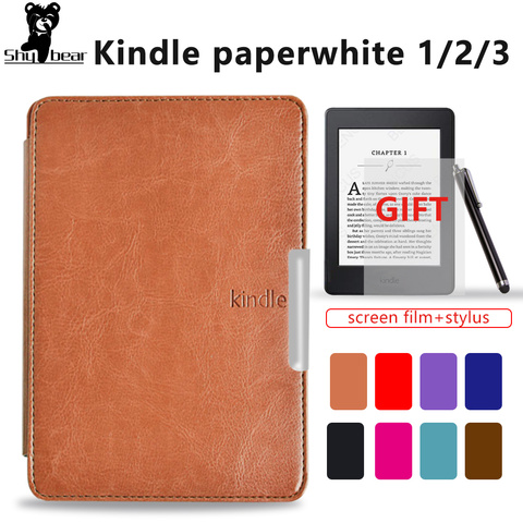 Funda de cuero pu folio inteligente delgado para Amazon kindle paperwhite 1 y 2 + Protector de pantalla + lápiz óptico ► Foto 1/6