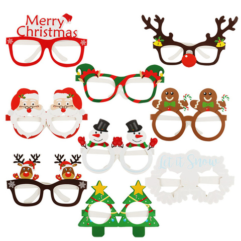 Gafas de papel de Feliz navidad, accesorios para cabina de foto de fiesta de navidad, adornos navideños para el hogar, regalo de Año Nuevo, 9 Uds. ► Foto 1/5